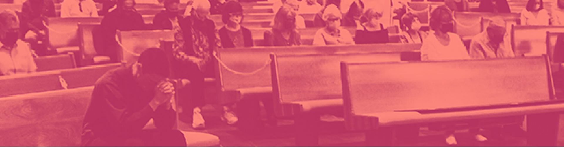 monochromatic red image of the congregation 
