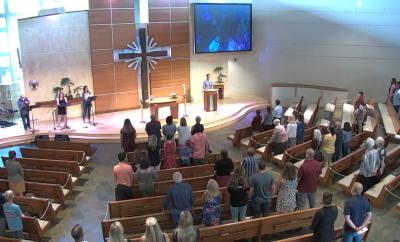 view of inside CLC sanctuary during worship