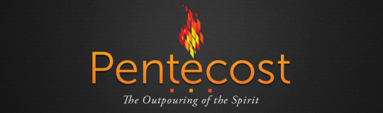 words say Pentecost with small graphic of flame above 